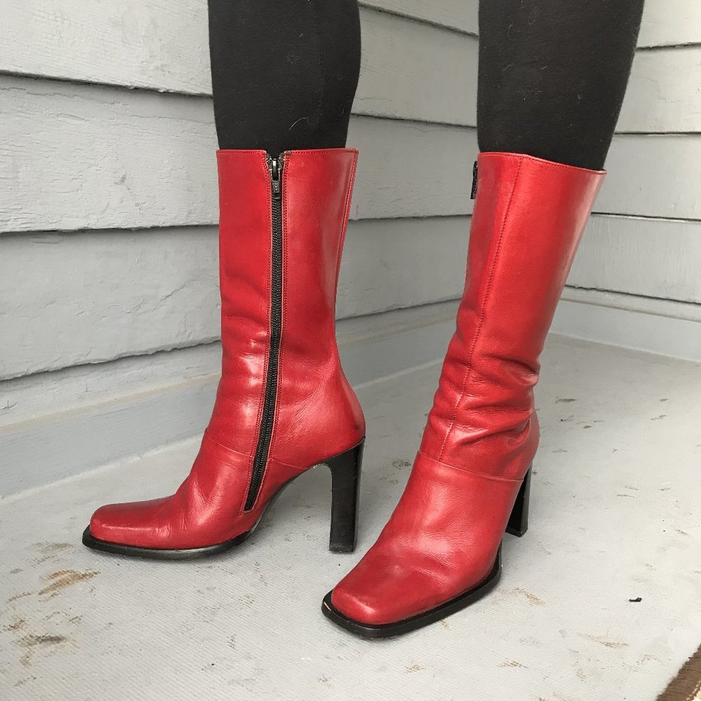 Red Leather Charles David Boots